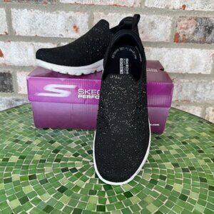 SKECHERS GO WALK TRAVEL BLINGY GLAM BLACK ROSE GOLD